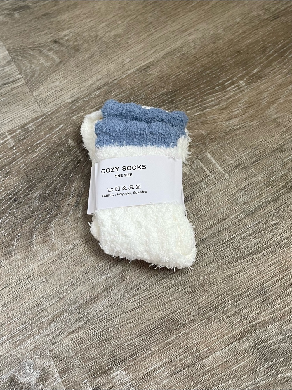 Cozy Socks Blue & White Plush Fuzzy Slouch Socks One Size Soft Warm Lounge